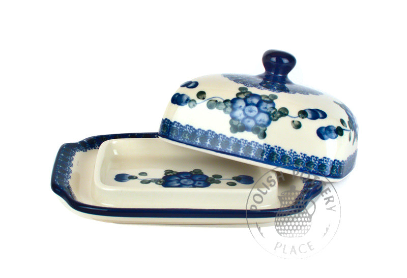 Large Butter Dish - Large Blue Flowers