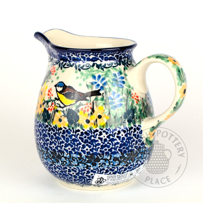 Small Pitcher Blue Tit Garden UNIKAT Polish Pottery Place small-pitcher-blue-tit-garden-unikat-polish-pottery-place