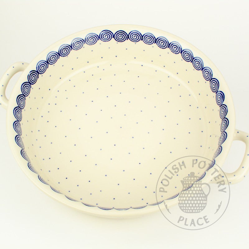Large Round Baker with Handles - Blue Cinnamon