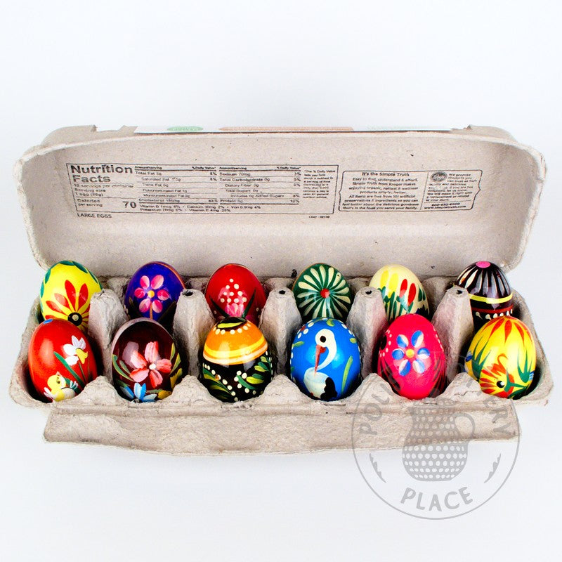Dozen Hand-Painted Wooden Eggs Set #1