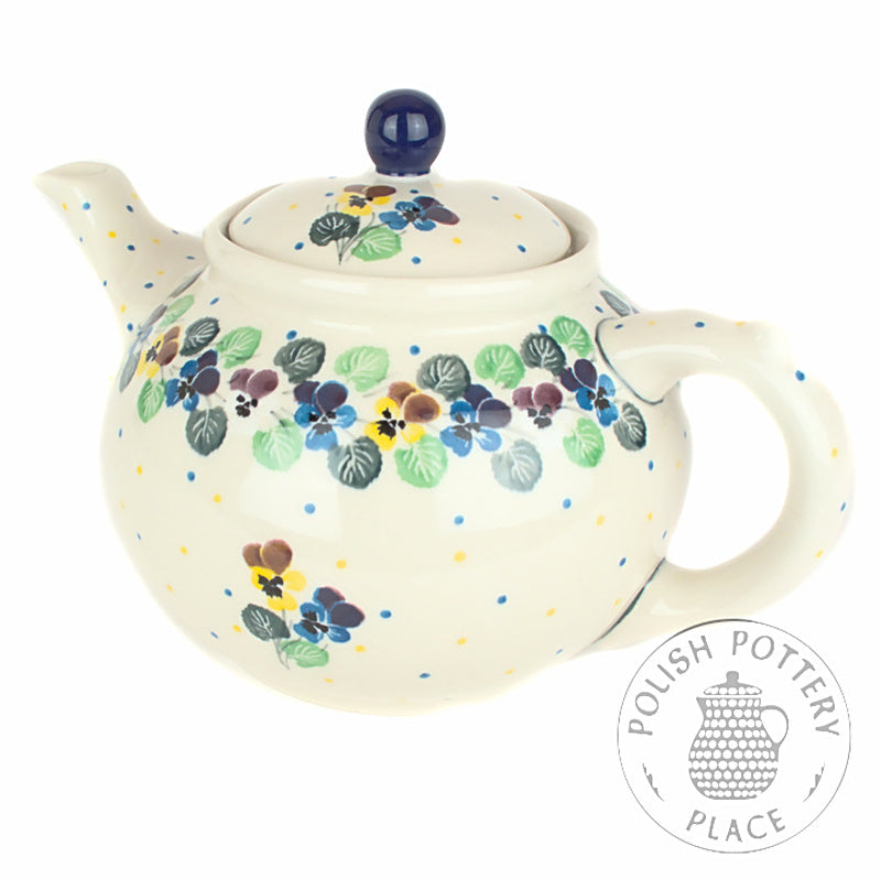 Round Teapot - 40 oz - Pansy Patch