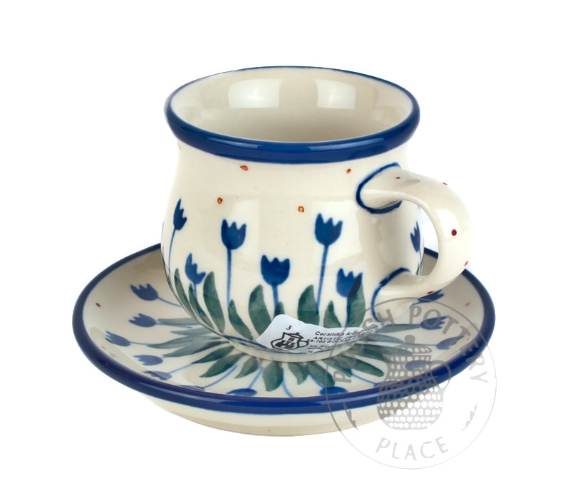 Demitasse Cup and Saucer - Blue Tulips