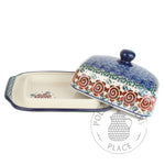 Large Butter Dish - Brown Swirl Flowers