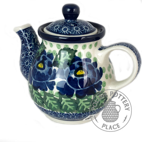 Teapot - 10 oz - Bright Blue Mums