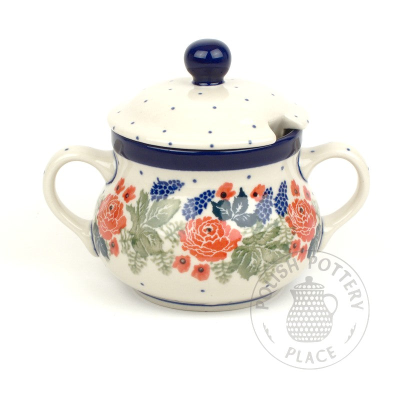 Large Sugar Bowl - Red Rose Garden