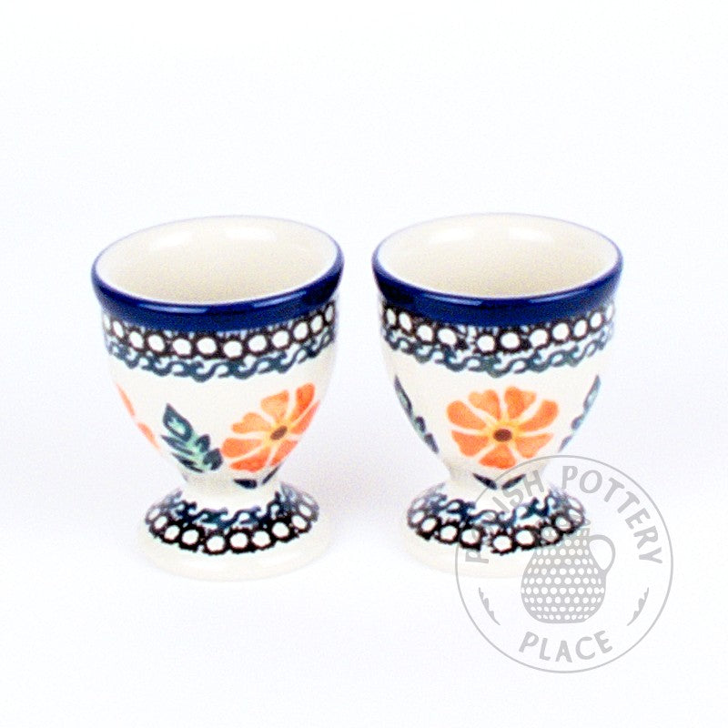 S/2 Egg Cups - Large Coral Flowers