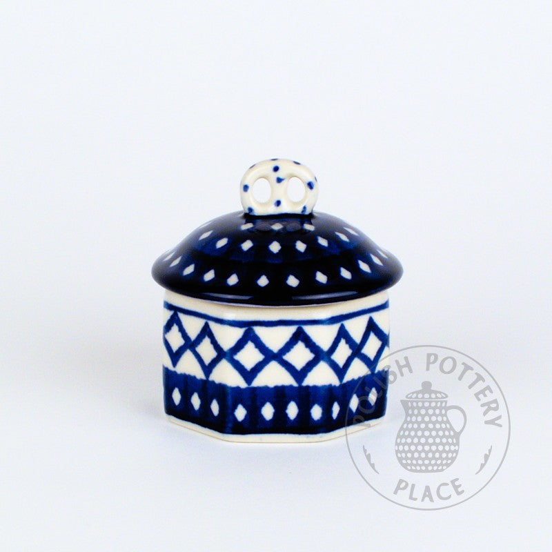 Mini Biscuit Jar - Blue Diamonds