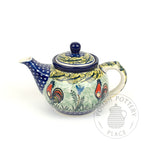 Round Teapot - 14 oz - Red Rooster UNIKAT