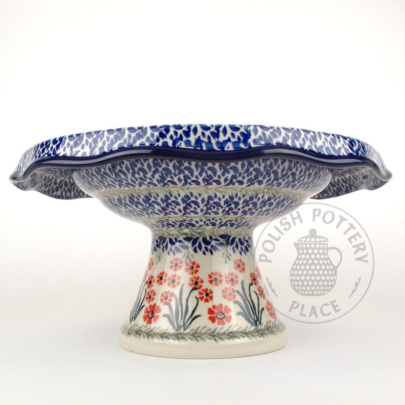 Fluted Cake Stand - Red Botanica