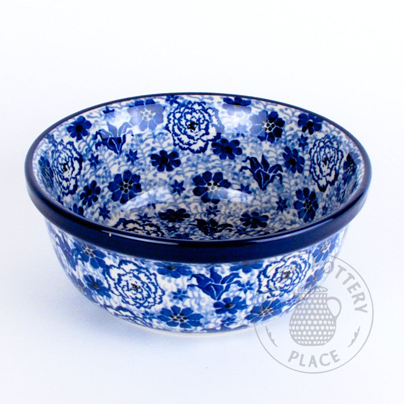 Blue Rose Polish Pottery  Mosaic Flower Large Mixing Bowl