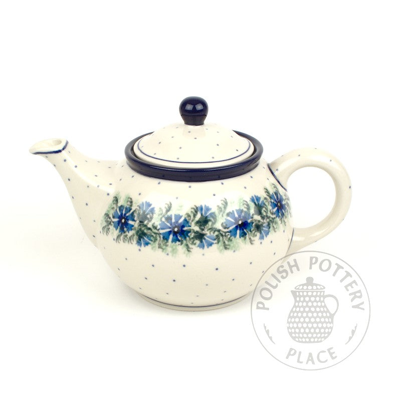 Round Teapot - 30 oz - Blue Cornflowers