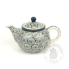 Round Teapot - 30 oz - Green Daisies