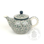 Round Teapot - 30 oz - Green Daisies