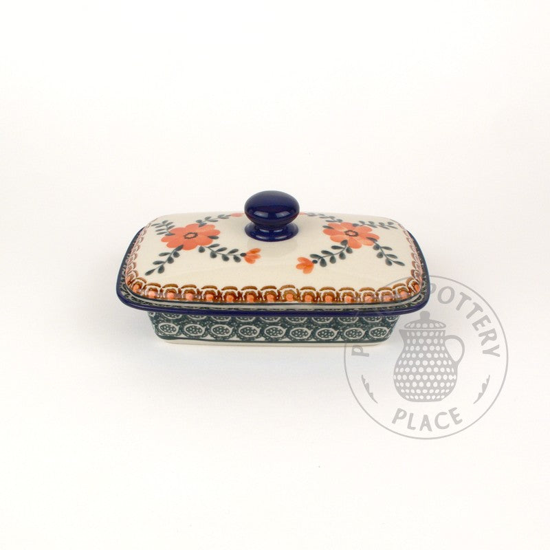 Butter Dish - Big Salmon Flowers