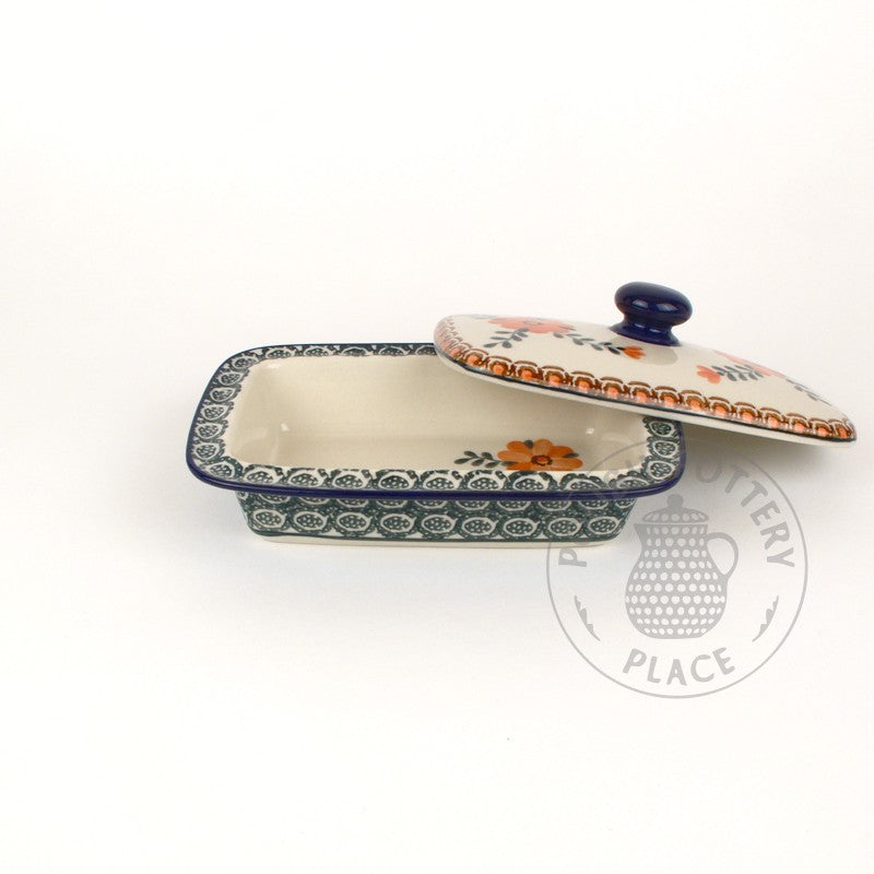 Butter Dish - Big Salmon Flowers