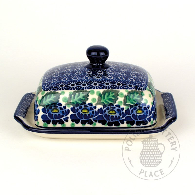 Large Butter Dish - Blue Anemone