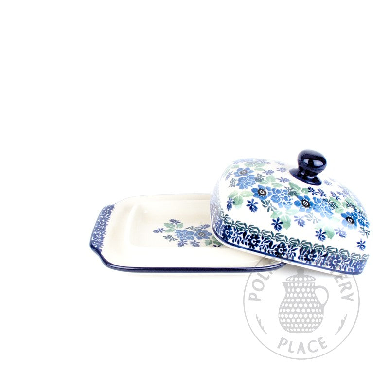 Large Butter Dish - Blue Wildflowers