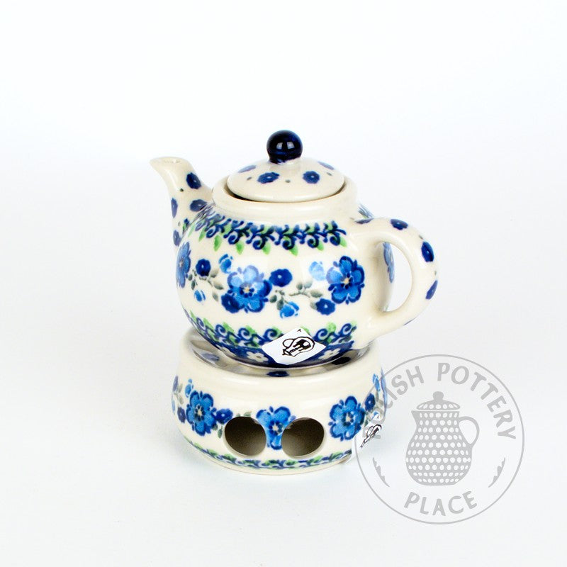 Mini Teapot & Warmer - Forget-Me-Not Wreath