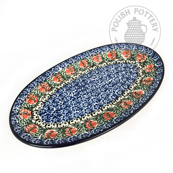 Oval Platter - 8" - Red Poppies