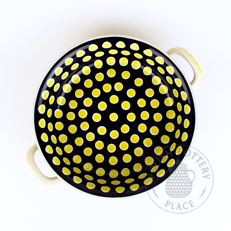Small Round Baker with Handles - Yellow Polka Dots