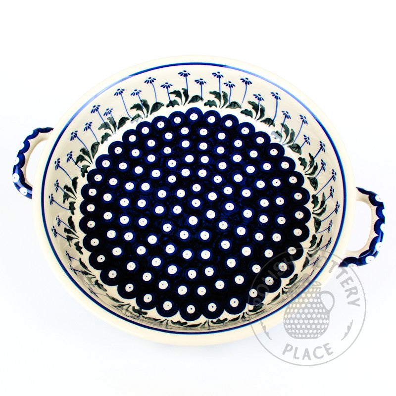 Large Round Baker with Handles - Polish Pottery