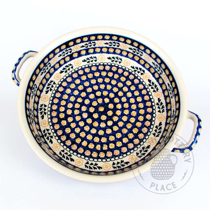 Large Round Baker with Handles - Polish Pottery