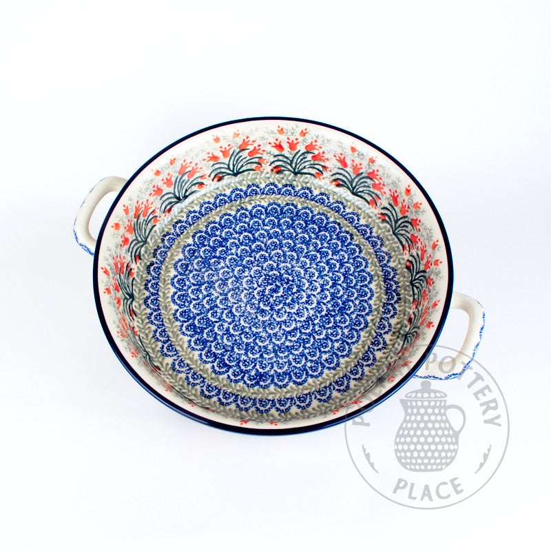 Large Round Baker with Handles - Polish Pottery