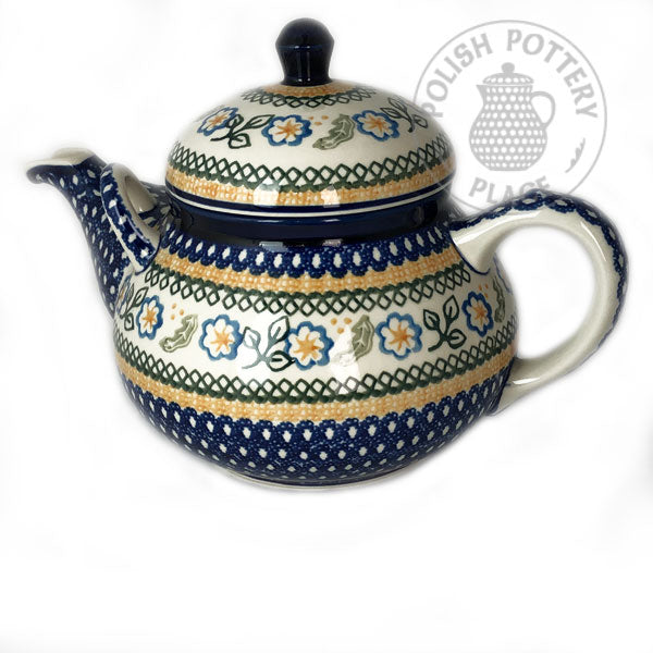 Domed Teapot - 64 oz - Blue and Yellow Lace