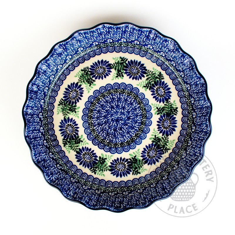 Pie Dish - Blue Asters