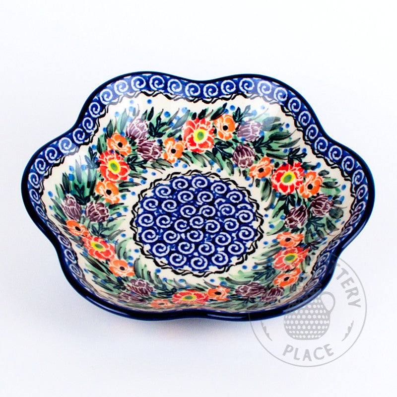 Small Decorative Bowl - Banded Flowers UNIKAT