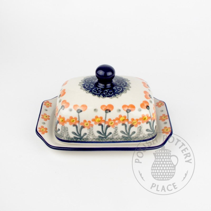 Small Butter Dish - Pink Flowers