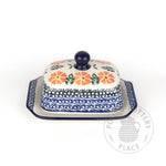 Small Butter Dish - Large Coral Flowers