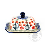 Small Butter Dish - Red Botanica