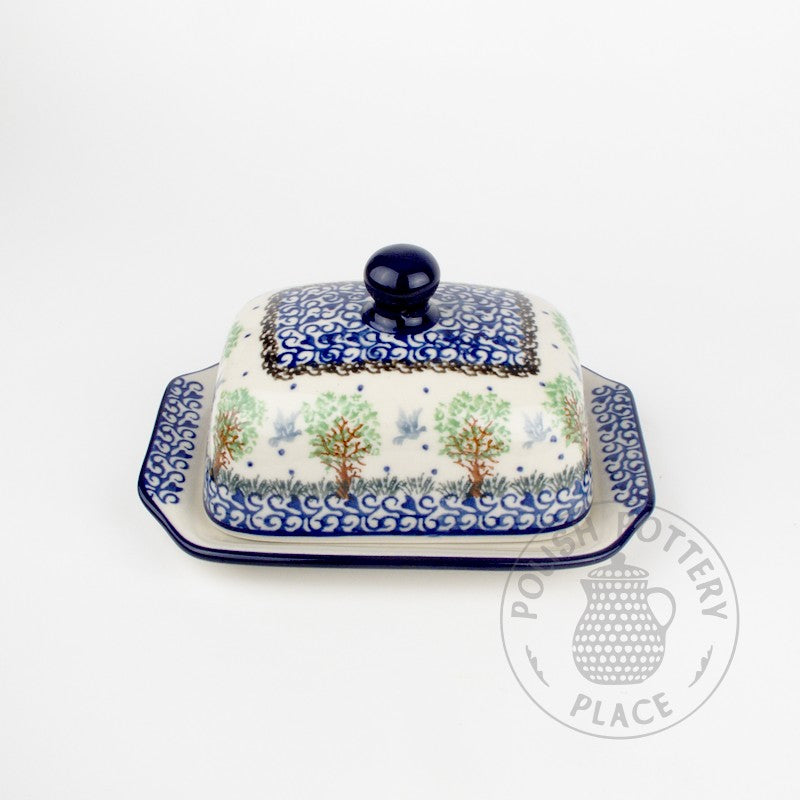 Small Butter Dish - Green Trees