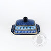 Small Butter Dish - Turquoise Tiles on Blue