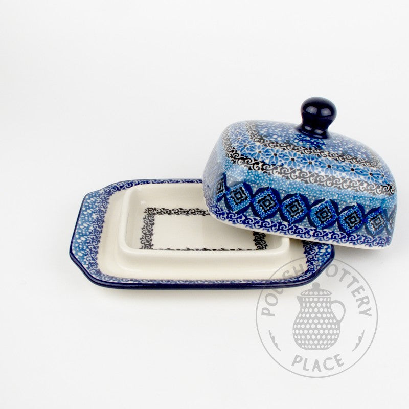 Small Butter Dish - Blue Arabesque UNIKAT