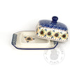 Small Butter Dish - Blue Leaf Sunflowers UNIKAT