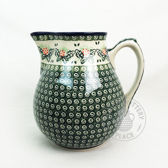 Extra Large Pitcher - Orange Flowers & Green Swirls