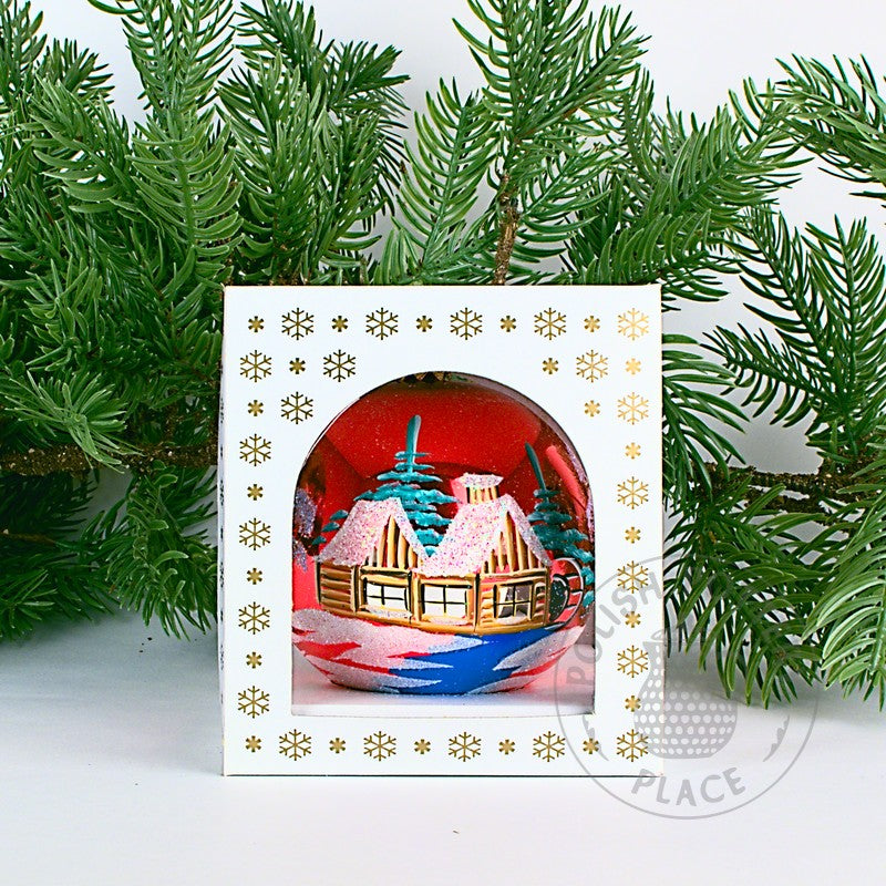 Small Polish Glass Ornament - Shiny Red - Watermill & Cabin