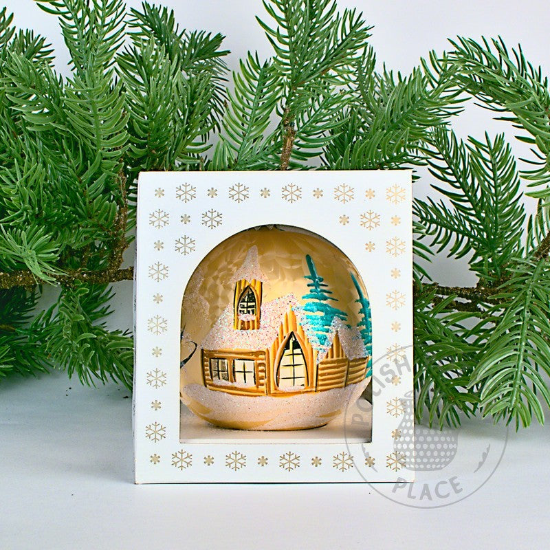 Small Polish Glass Ornament - Marbled French Vanilla - Church & Cabin