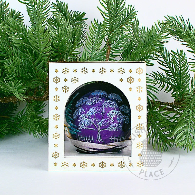 Small Polish Glass Ornament - Marbled Purple - Two Trees & Two Cabins