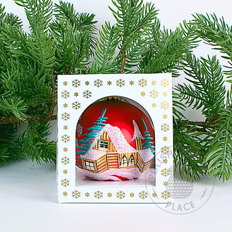 Small Polish Glass Ornament - Matte Red - Lodge & Cabin