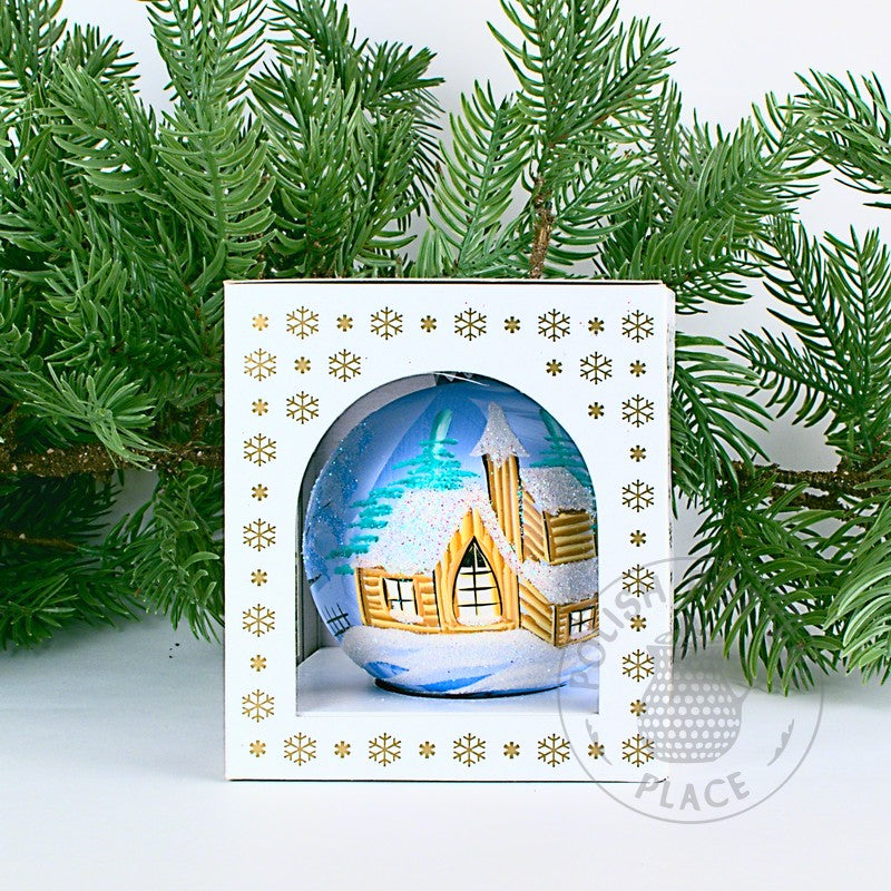 Small Polish Glass Ornament - Marbled Ice Blue - Lodge & Cabin