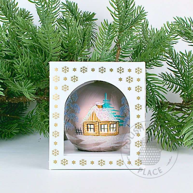 Small Polish Glass Ornament - Marbled Lavender - Cabin & Watermill