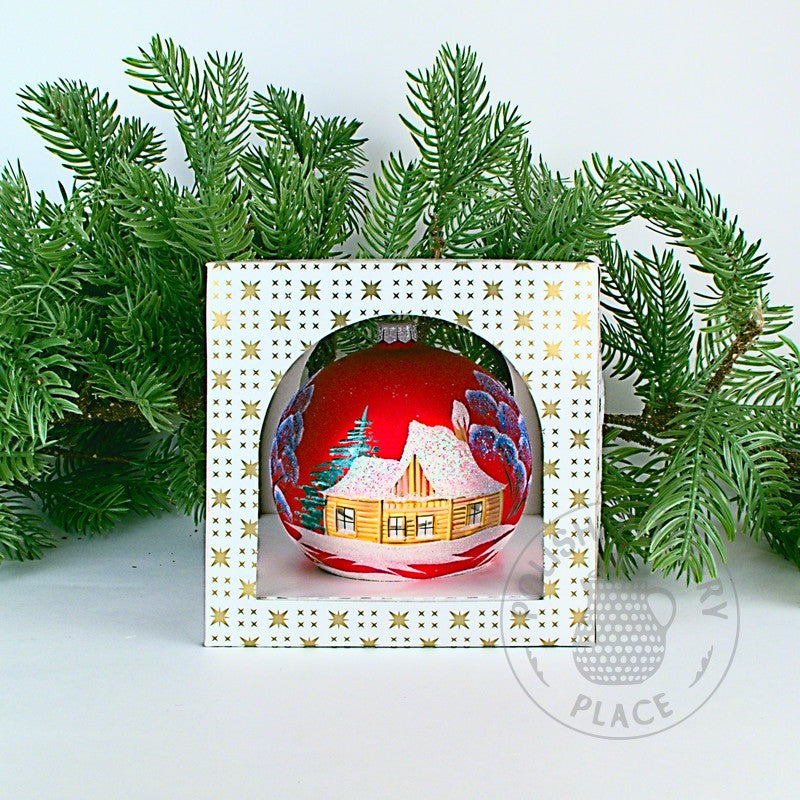 Medium Polish Glass Ornament - Matte Red - Lodge & Cabin