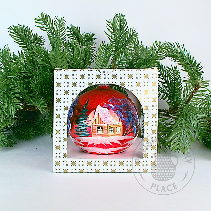 Medium Polish Glass Ornament - Shiny Red - Cabin & Church