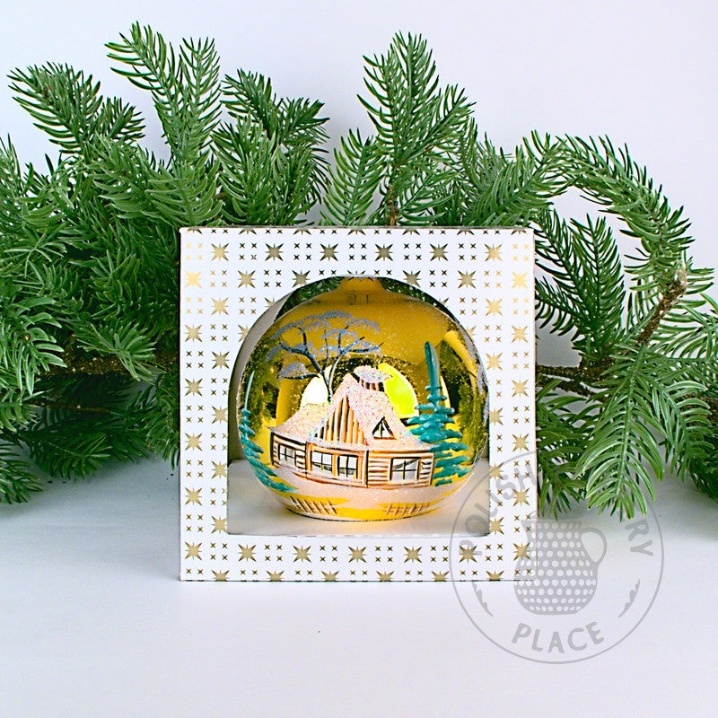 Medium Polish Glass Ornament - Shiny Gold - Lodge & Cabin