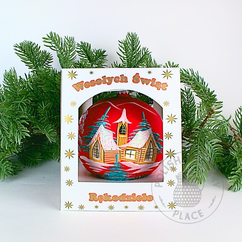 Large Polish Glass Ornament - Matte Red - Church & Cabin