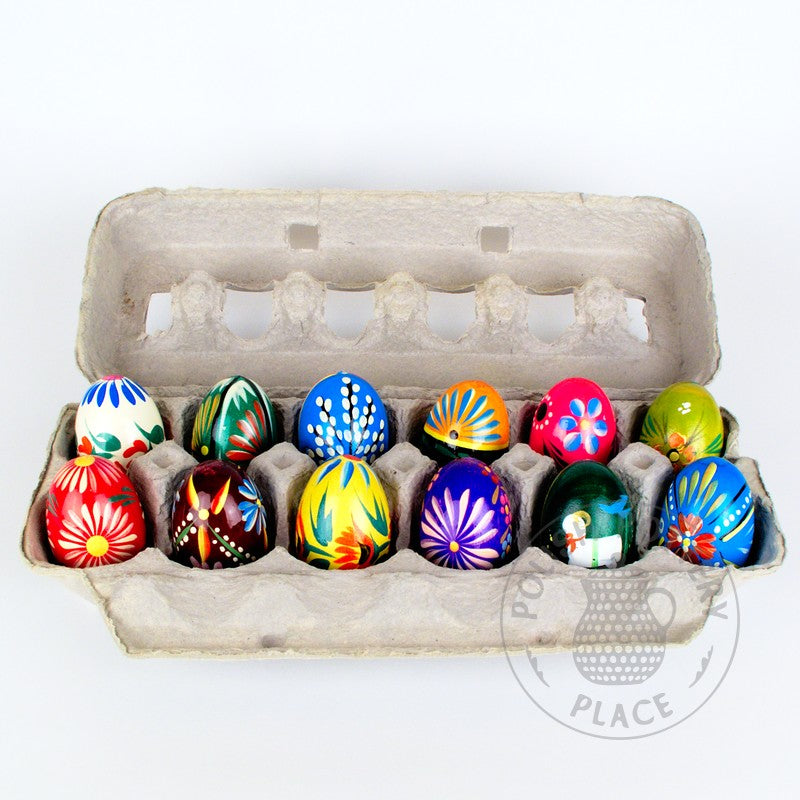 Dozen Hand-Painted Wooden Eggs Set #2
