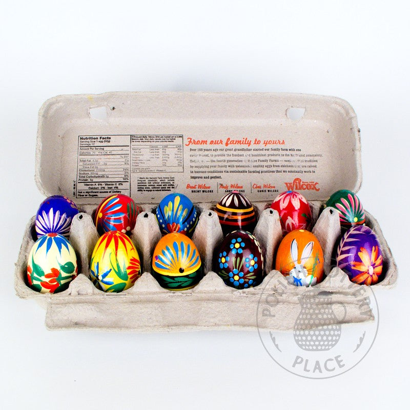 Dozen Hand-Painted Wooden Eggs Set #3